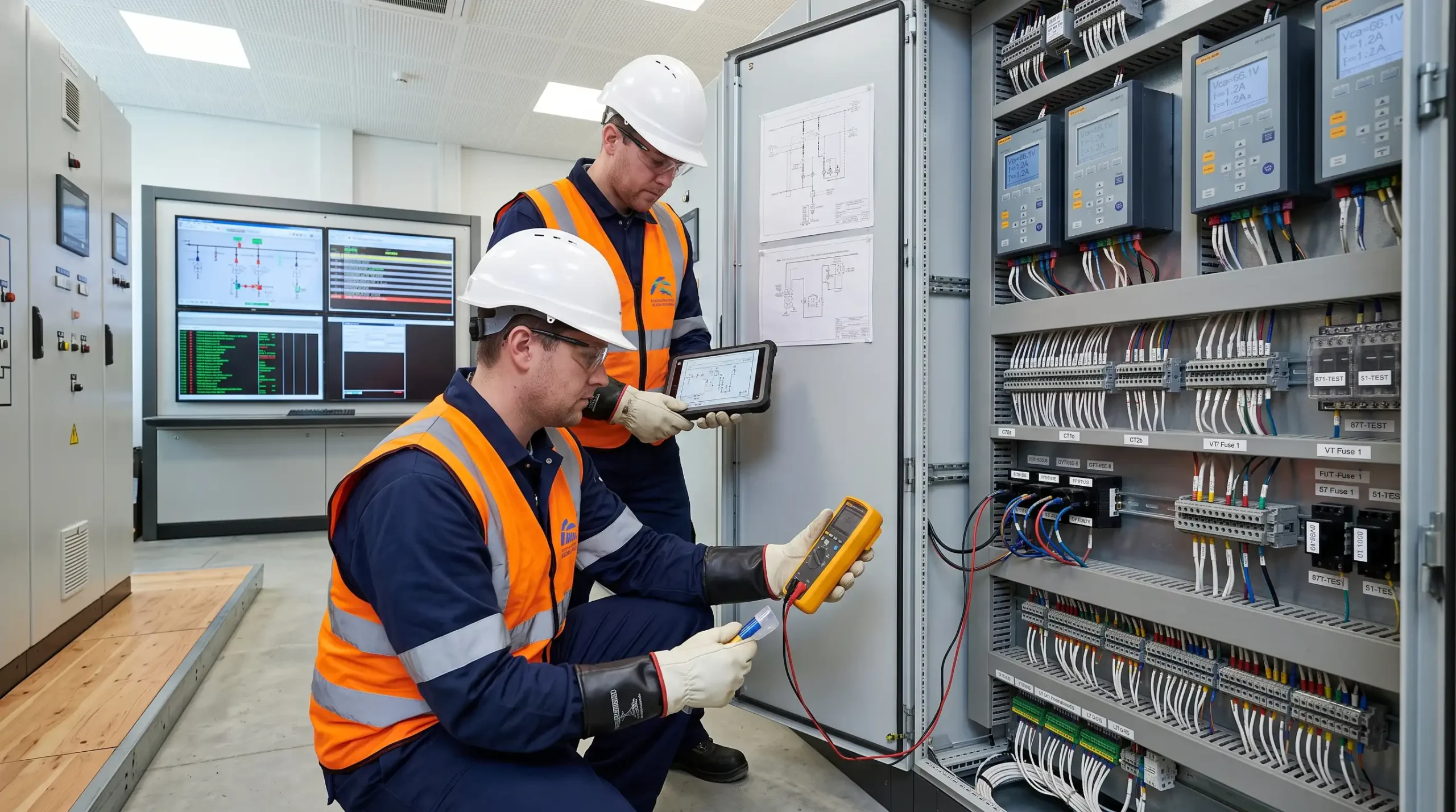 Akım trafosu ve gerilim trafosu sekonder devre kontrolleri yapan elektrik mühendisleri