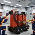 Kuru tip trafoda sargı sıcaklığı, fan, izolasyon ve bağlantı kontrolleri yapan elektrik mühendisleri